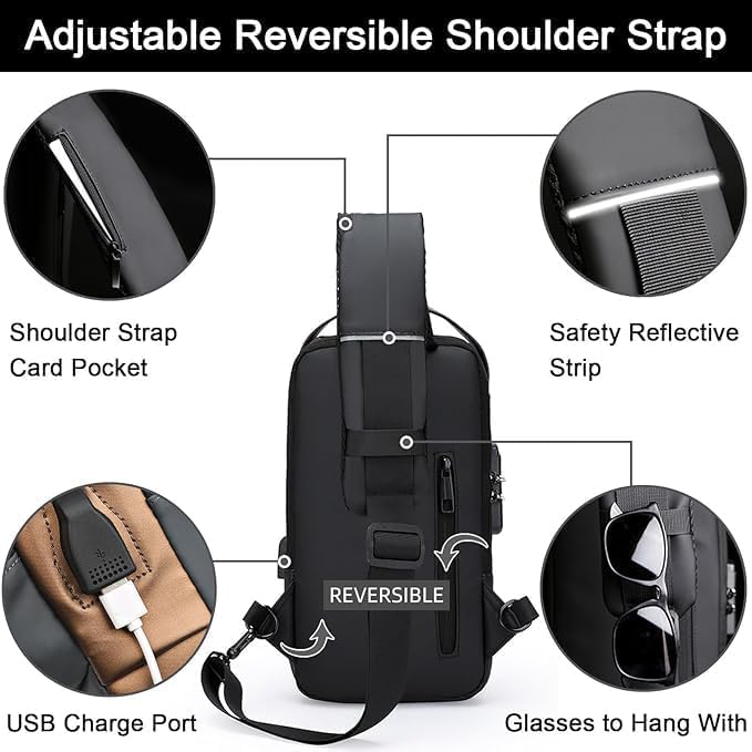 waterproof polyester slim unisex crossbody sling bag