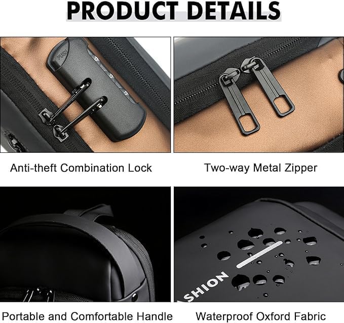 waterproof polyester slim unisex crossbody sling bag